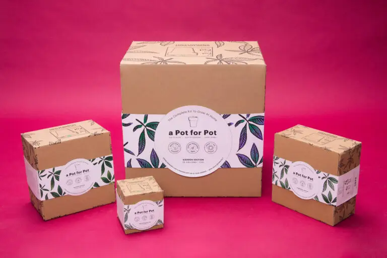 The four a Pot for Pot marijuana grow kit sizes, from the tabletop Bonsai to the 35 gallon outdoor kit