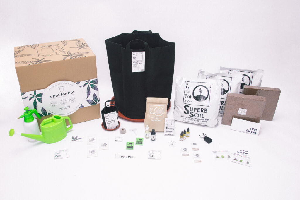 all the parts that make up a complete grow kit with seeds