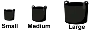 Small, Medium, and Large grow pots size guide for seeds