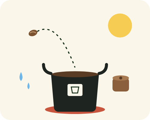 Drawing of a 2 gallon fabric pot being filled with Superb Soil and a seed pellet